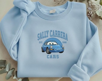 Embroidered Sally Carrera Sweatshirt, Retro Cars Movie Embroidered Shirt, Sally Carrera Tshirt, Cartoon Car Crewneck Gift Y-18032603S