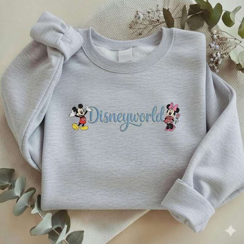 Embroidered Disneyworld Embroidered Sweatshirt, Mickey and Minnie Mouse Tee, Disney Family Trip Shirt, Disneyland Gifts Y-24022624 bild 9