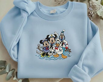 Disney Cruise Embroidered Sweatshirt, Mickey Minnie Donald Goofy Nautical Tee, Disney Cruise Trip Shirt, Sailing Family Gift Y-24022639