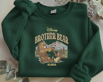 Embroidered Brother Bear Sweatshirt, Vintage Disney Kenai and Koda Crewneck, Custom Alaska Mountain Embroidery Shirt R-31032613