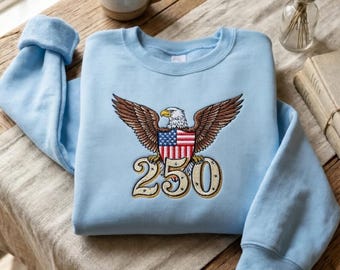 Vintage American Eagle Number 250 Embroidered Sweatshirt, Retro Patriotic Pride, USA Shield, Classic Eagle Graphic Sweater R-15042609