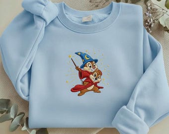 Chip and Dale Embroidered Sweatshirt, Magic Apprentice Chipmunks Tee, Two Nutty Brothers Magic Shirt, Disney Best Friends Y-31122521