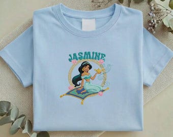 Sudadera bordada de la Princesa Jasmine, camiseta de la Alfombra Mágica de Aladdin, regalo para fans de Disney, camiseta bordada del personaje de Jasmine Y-13012607