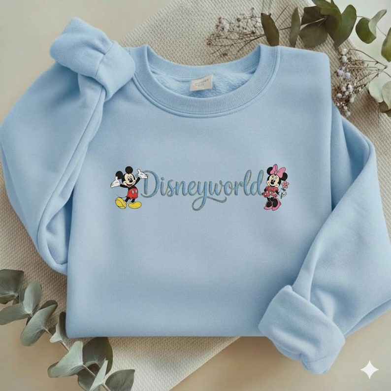 Embroidered Disneyworld Embroidered Sweatshirt, Mickey and Minnie Mouse Tee, Disney Family Trip Shirt, Disneyland Gifts Y-24022624 bild 1