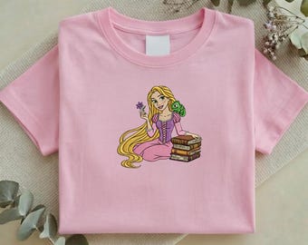Embroidered Rapunzel and Pascal Sweatshirt, Tangled Princess Tee, Bookworm Gift Y-13012602