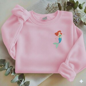 The Little Mermaid Embroidered Sweatshirt, Ariel Disney Princess Shirt, Mermaid Embroidery, Under the Sea Gift Y-03032603S image 2