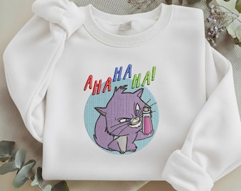 Yzma Cat Embroidered Sweatshirt, Villain Cat Holding Potion, Aha Ha Ha! Emperor's New Groove Fan Gift R-31032617