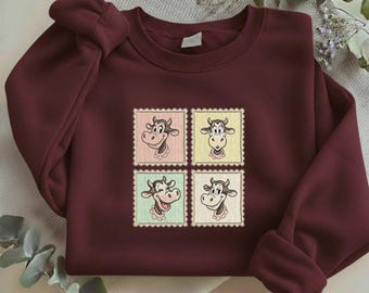 Embroidered Clarabelle Cow Sweatshirt, Vintage Disney Character Crewneck, Retro 4-Panel Cow Embroidery Shirt R-31032616