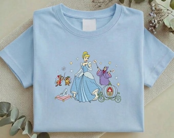 Cinderella Embroidered Sweatshirt, Fairy Godmother Crewneck, Glass Slipper Carriage Shirt, Magical Princess Disney Gift Y-24022659