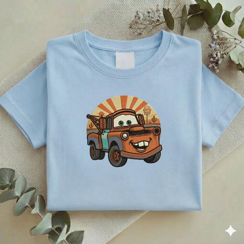 Embroidered Tow Mater Sweatshirt, Retro Cars Movie Embroidered Tee, Mater Tow Truck Vintage Shirt, Disney Cars Character Gift Y-02032618S image 4
