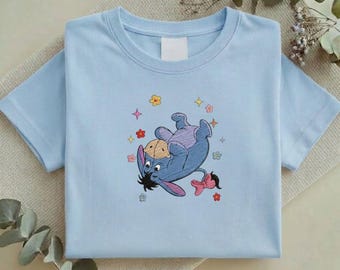 Embroidered Eeyore Sweatshirt, Winnie the Pooh Hoodie, Cute Sad Eeyore Gift, Disney Fan Crewneck, Embroidery Character Shirt Y-13012611