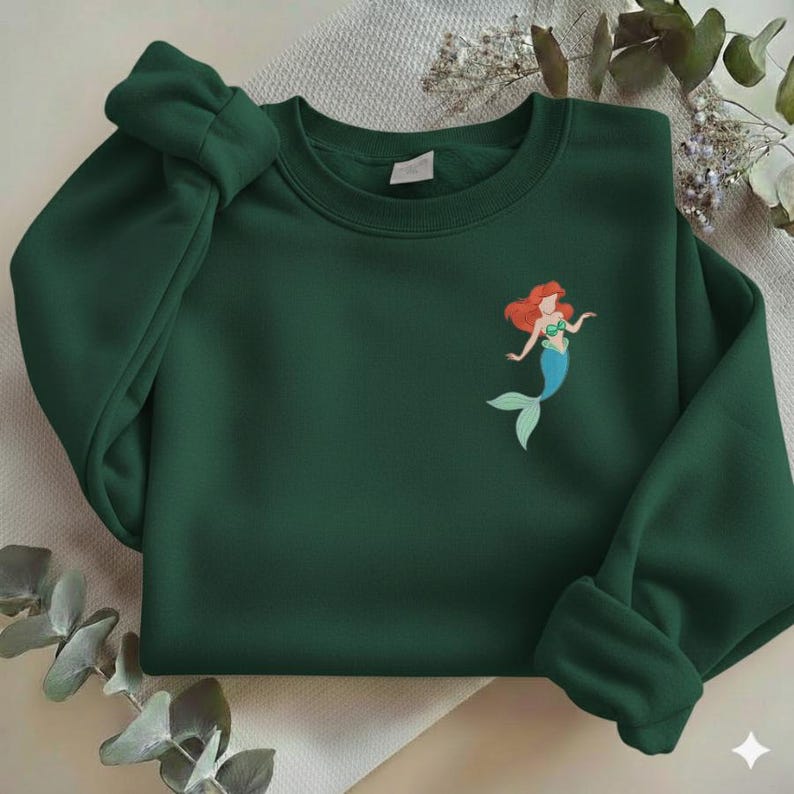 The Little Mermaid Embroidered Sweatshirt, Ariel Disney Princess Shirt, Mermaid Embroidery, Under the Sea Gift Y-03032603S image 17