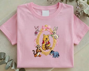 Vintage Winnie the Pooh Embroidered Sweatshirt, Classic Pooh and Friends Embroidery Tee, Tigger Piglet Eeyore Coquette Crewneck Y-26022601