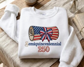 Vintage USA Embroidered Sweatshirt, Retro American Flag Bow Crewneck, Patriotic Heritage Embroidery Pullover R-15042603