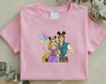 Rapunzel and Flynn Rider Embroidered Sweatshirt, Tangled Couple Mickey Ears Tee, Magical Kingdom Vacation Shirt, Anniversary Gift Y-26022637