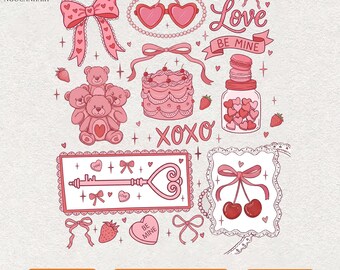 Pink Valentine Coquette Heart Png, Be Mine Png, Kiss Me Png, XOXO Png, Sweet Cherry Love Png, Happy Valentine Day Png, Valentine Png