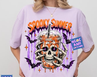 Spooky Summer PNG, Skeleton Coffee Halloween Design, Funny Summerween Sublimation Digital Download