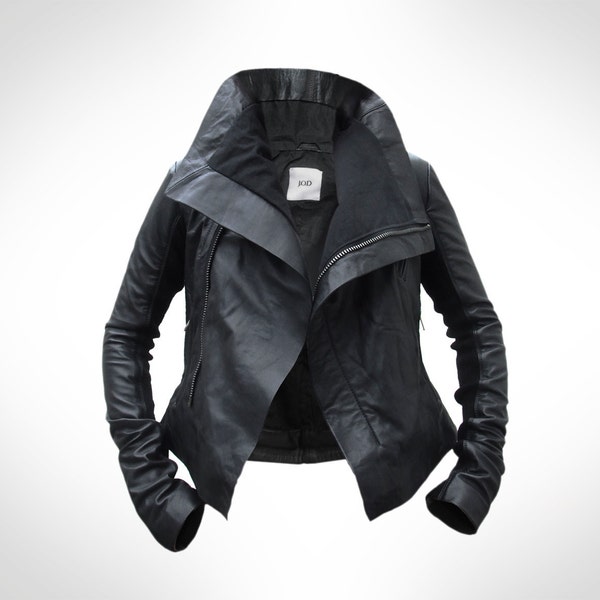 Custom for Caitlin ! Black Leather Biker Jacket by J.O.D