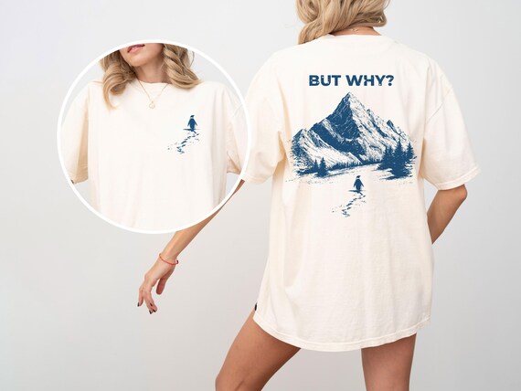 But Why Penguin Penguin Mountain Comfort Colors®  Shirt, Aesthetic Adventure T-Shirt, Quiet Courage Graphic Tee, Lonely Penguin Art Shirt