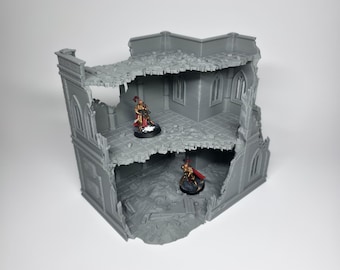 Gothic Terraced Ruins Terrain 2 - 28mm 32mm Sci-Fi Wargaming Scenery