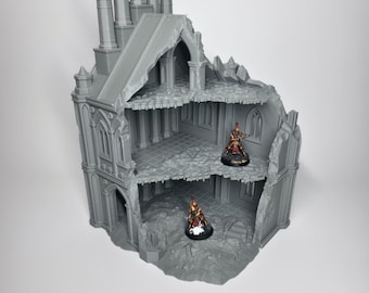 Gothic Terraced Ruins Terrain 3 - 28mm 32mm Sci-Fi Wargaming Scenery