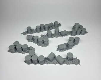 Oil Barrel Barricades Scatter Terrain | 28–32mm Sci-Fi Wargaming Scenery