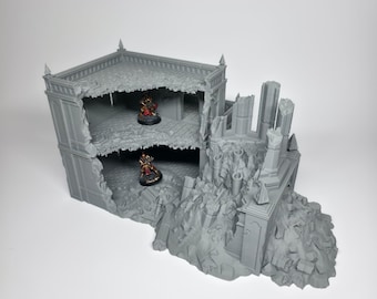 Gothic Terraced Ruins Terrain 1 - 28mm 32mm Sci-Fi Wargaming Scenery