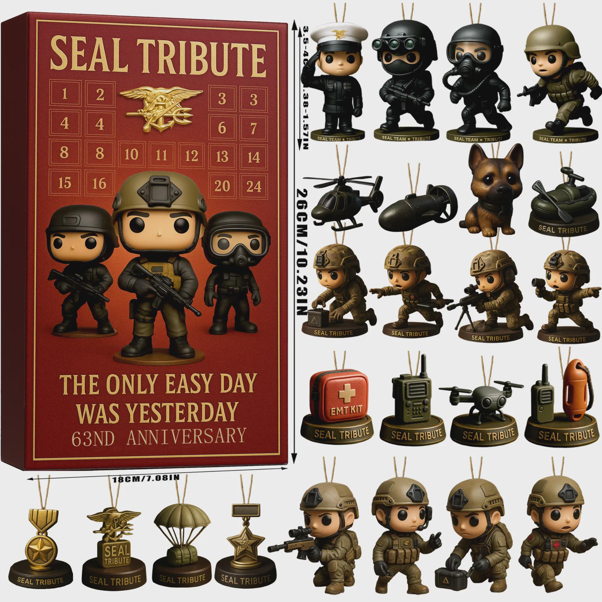 Discover Navy SEAL Tribute Advent Calendar 2025, The Only Easy Day Was Yesterday Military Figurine Set, 63rd Anniversary Gift for Veteran
