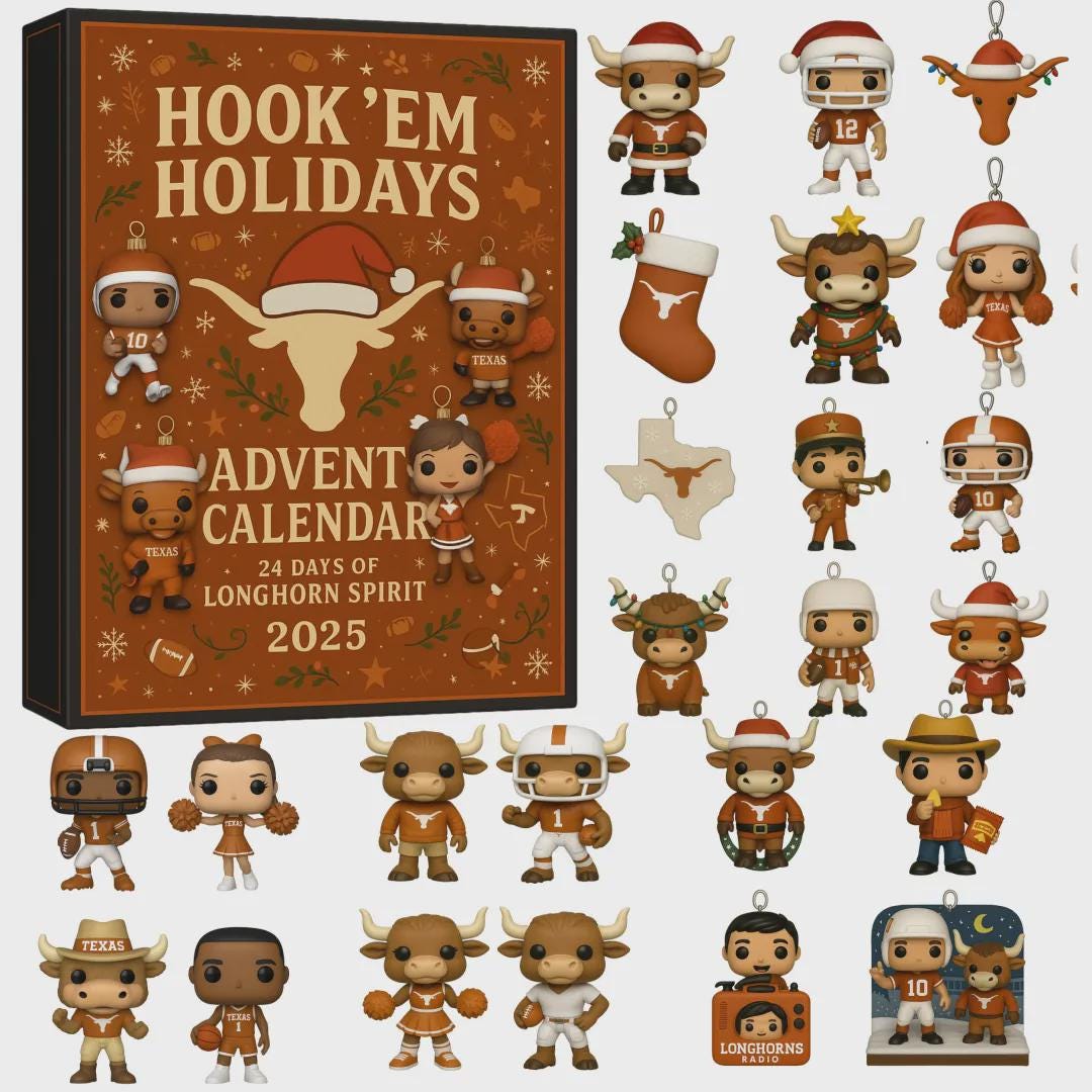 Discover Texas Longhorns Advent Calendar 2025, Hook Em Holidays NCAA Merch, UT Football Ornament Set, Christmas Gift for Alumni Dad Mom