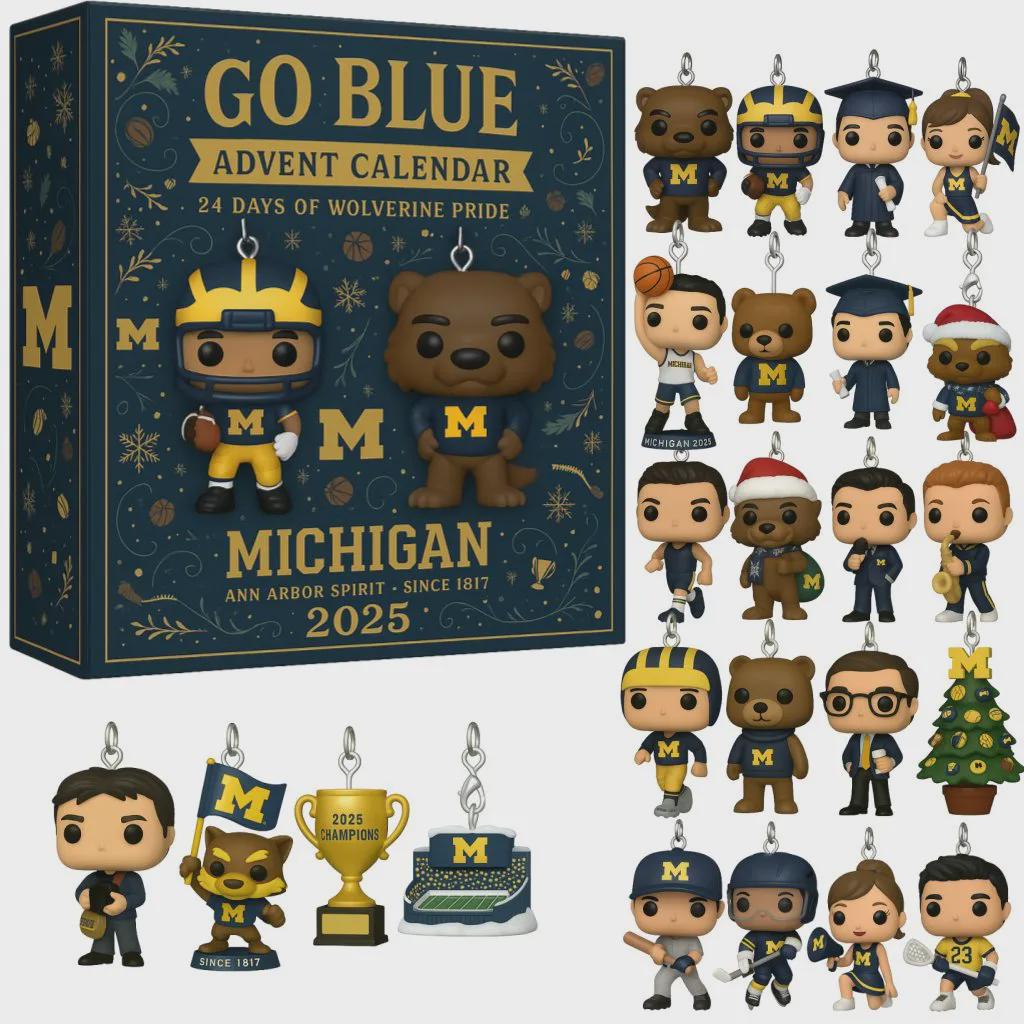 Discover Michigan Wolverines Advent Calendar 2025, Go Blue NCAA Football Merch Gift, Ann Arbor Ornament Set for Alumni Dad
