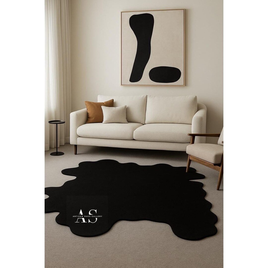 Amorph Rugs Unique Black Amoeba-shaped Handmade Rug | Modern Living Room | by ...
