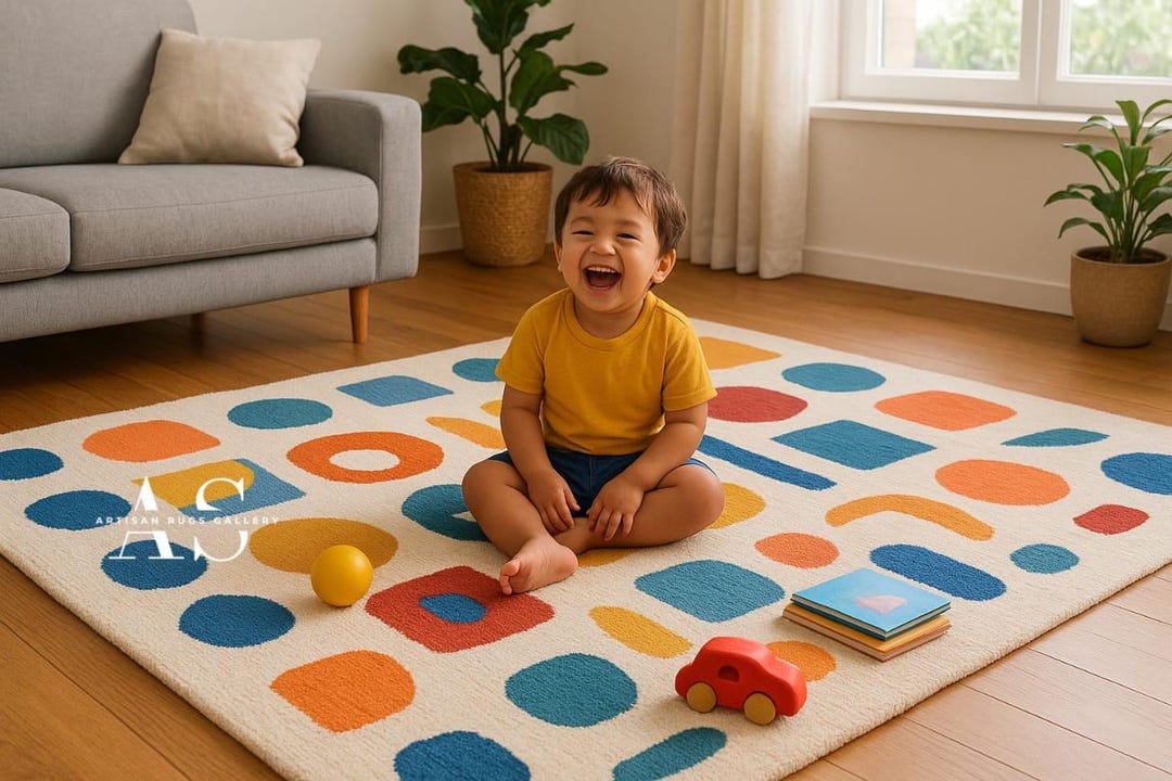 Handmade Wool Rug: Colorful Polka Dot Play Area Rug - Etsy