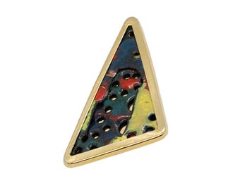 ABSTRACT PATTERN ENAMEL Triangle Brooch