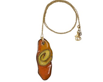Sun Spiral Organic Form Enamel Necklace