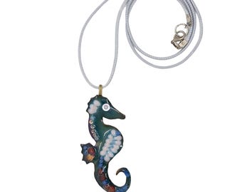 Deep Sea Enamel Seahorse Necklace