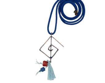 Labyrinth Geometric Spiral Enamel Necklace (Tassel)
