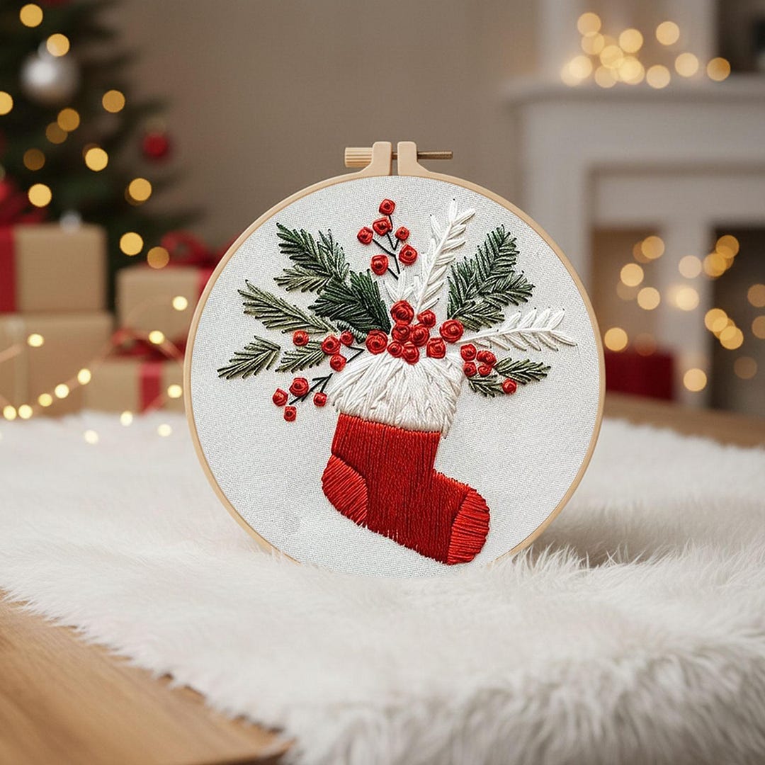 Christmas Stocking Embroidery Kit: Beginner Holiday Needlework (DIY) - Etsy