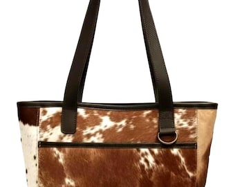 Handmade Cowhide Tote Bag • Western Style Leather Handbag