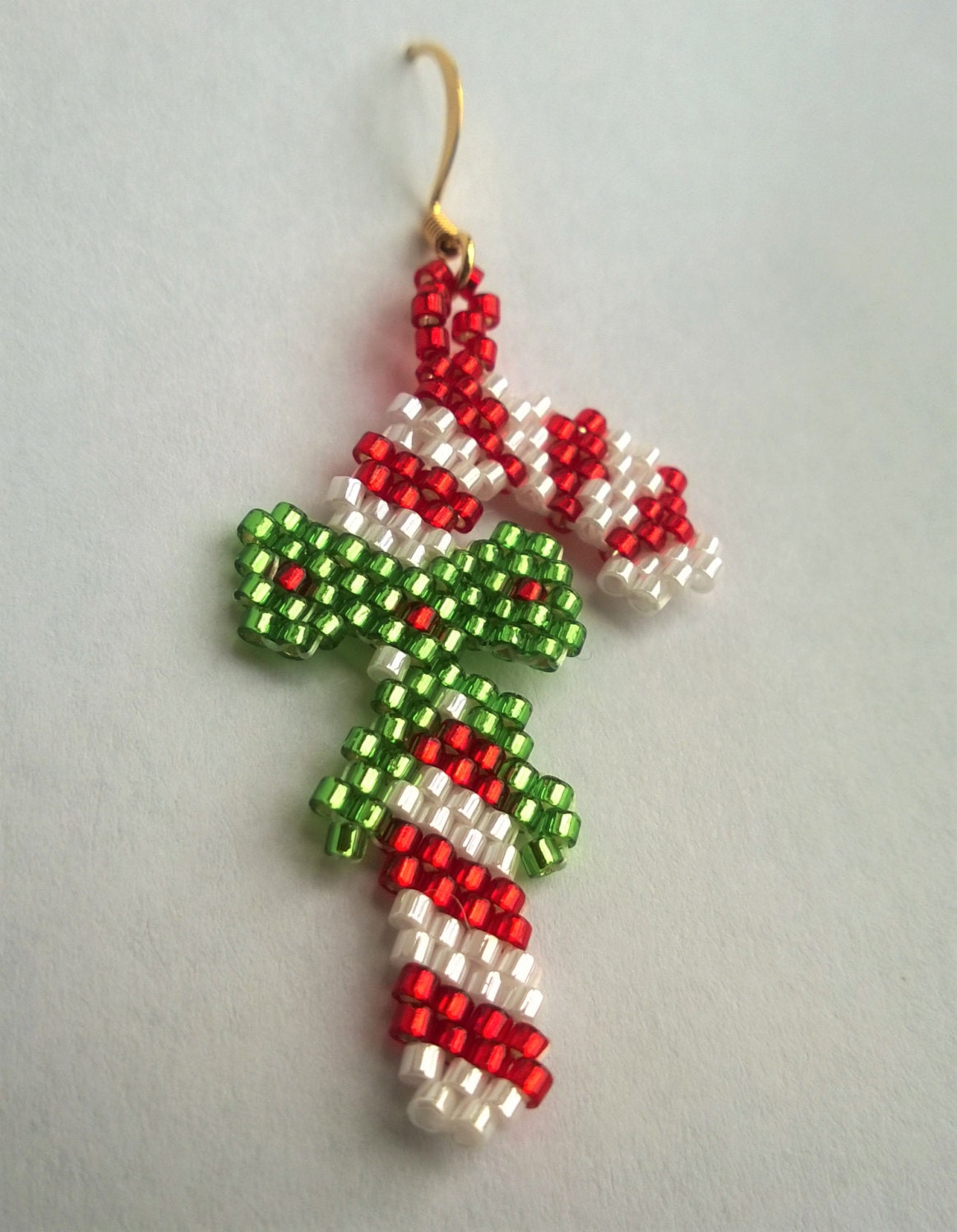 pdf Beaded Candy Cane Earrings instructions Etsy