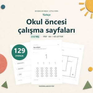 Türkçe / Turkish Preschool Worksheets: 129 Printable Activities, PDF