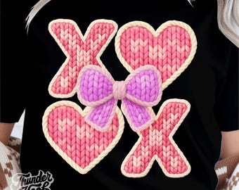 XOXO Knit Png, Hug and kiss Yarn, Valentine days, Vday Preppy, Valentine's Day Png