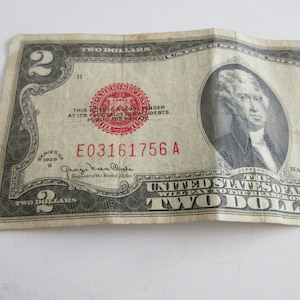 1928 G Two Dollar Bill: Red Seal United States Note