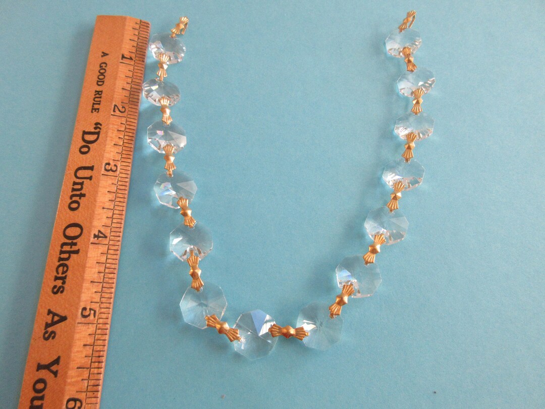 Octagon Crystal Chandelier Parts Prisms Strand of 14 Measures Etsy