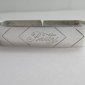 Sterling Silver Oval Napkin Ring Wedding Monogramed Engraved PATTY hallmark WEB Sterling