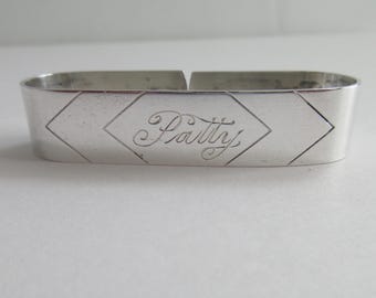 Sterling Silver Oval Napkin Ring Wedding Monogramed Engraved PATTY hallmark WEB Sterling