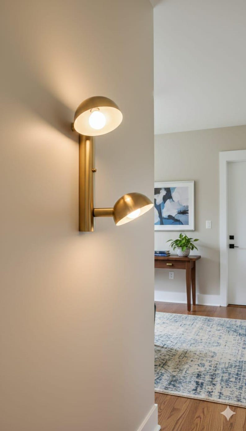 Handcrafted Brass Two-light Wall Socnce Bedroom This Hallway Room ...
