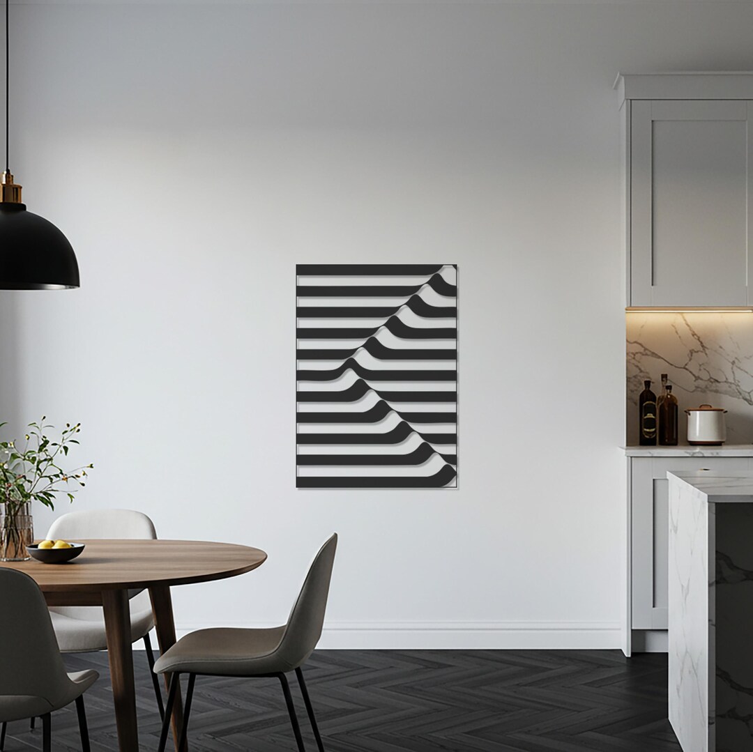 Abstract Line Metal Wall Art, Modern Geometric Artwork, Minimalist 3D ...