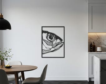 Fish Metal Wall Art, Minimal Ocean Design, Modern Abstract Metal Artwork for Kitchen, Dining Room, or Contemporary Coastal Home Decor