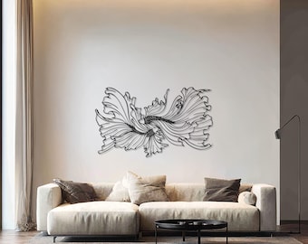 Abstract Floral Metal Wall Art, Modern Line Artwork, Elegant Botanical Design, Minimal Black Metal Decor for Living Room, Bedroom or Office