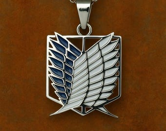 Attack On Titan Wings Sterling Silver Pendant Necklace, Unisex Anime Jewelry
